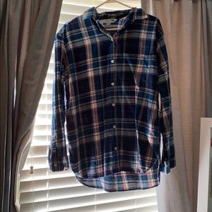 Blue and pink plaid flannel